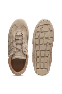 Suede trainers with Double B monogram, Light Brown