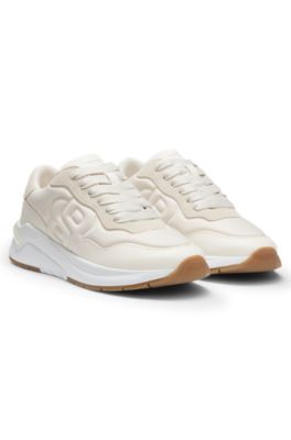 Trainers with stitched Double B monogram, White