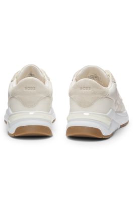 Trainers with stitched Double B monogram, White