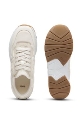 Trainers with stitched Double B monogram, White