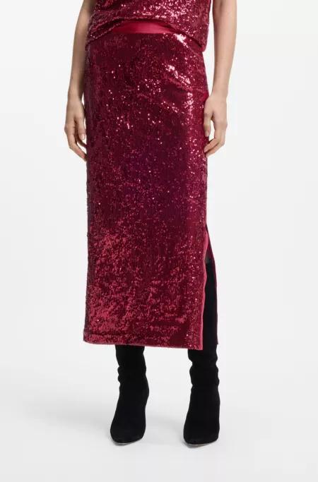 Sequin-embellished skirt with lustrous inserts