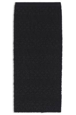 Pencil skirt with geometric pliss&eacute;, Black