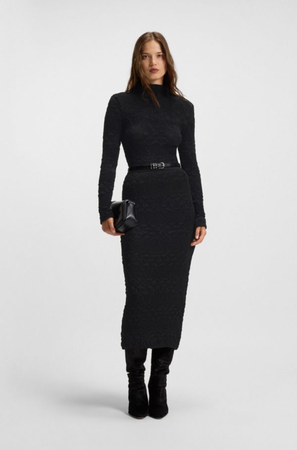 Pencil skirt with geometric plisse - image 2