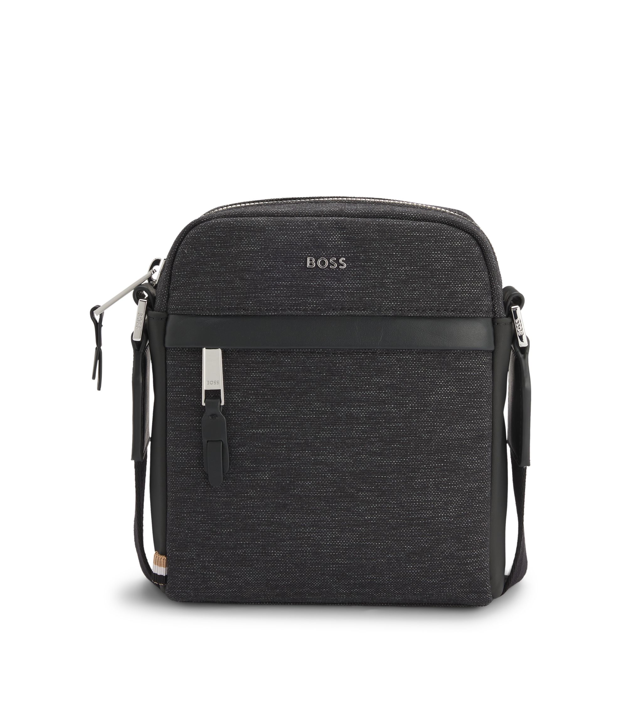BOSS - Reporter bag with leather trims - Dark Grey