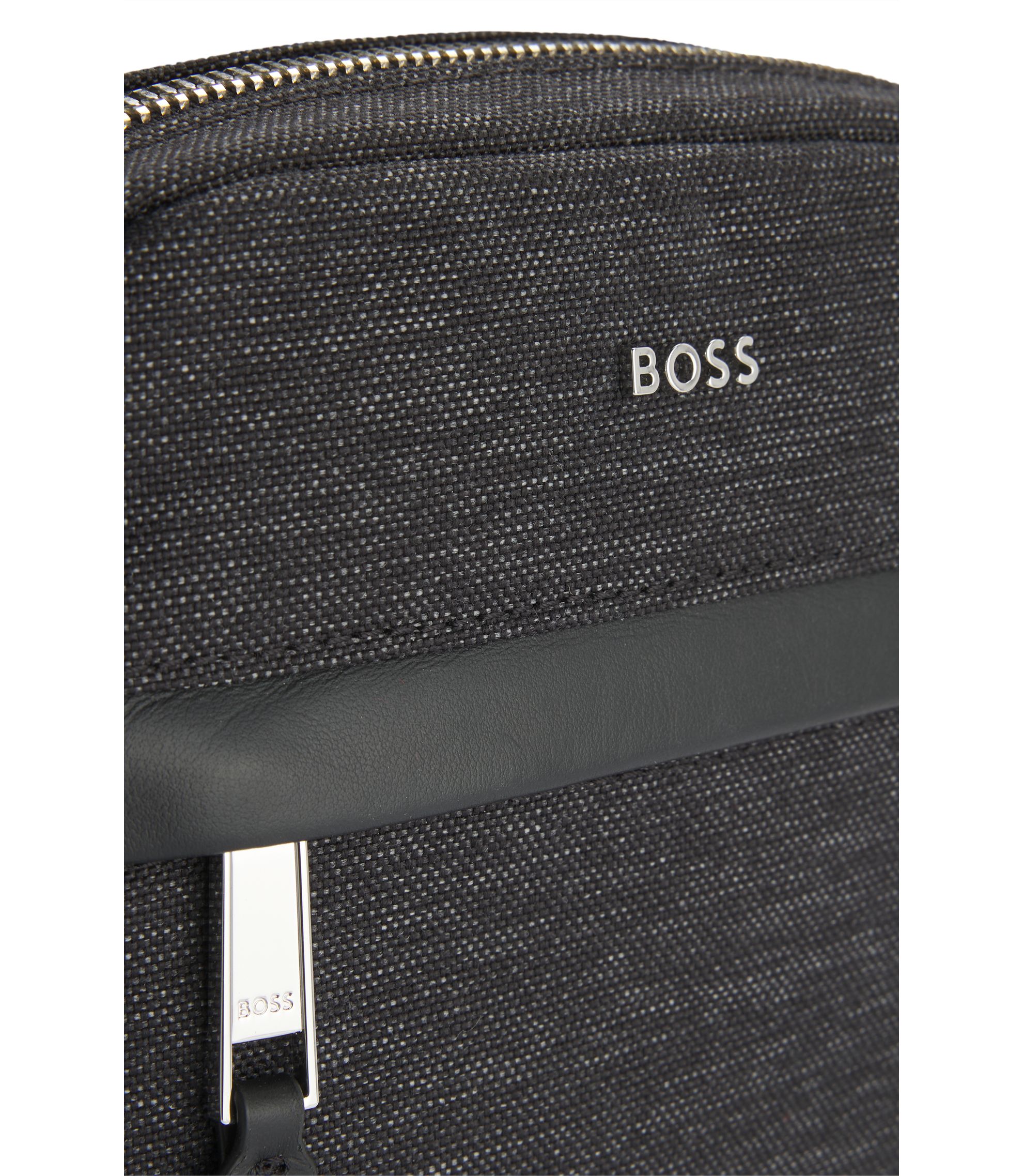 BOSS - Reporter bag with leather trims - Dark Grey