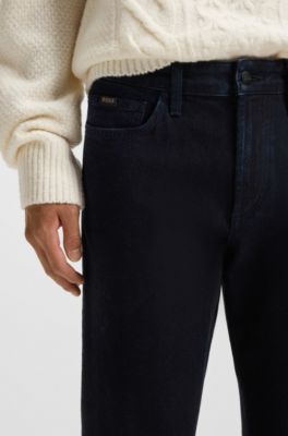 Vaqueros slim fit en denim el&aacute;stico azul con cashmere, Azul oscuro