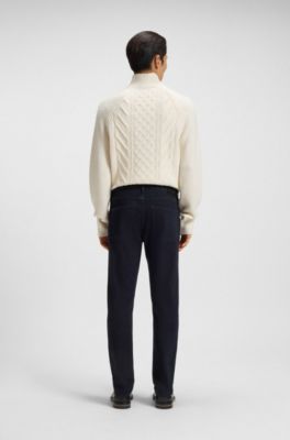 Vaqueros slim fit en denim el&aacute;stico azul con cashmere, Azul oscuro