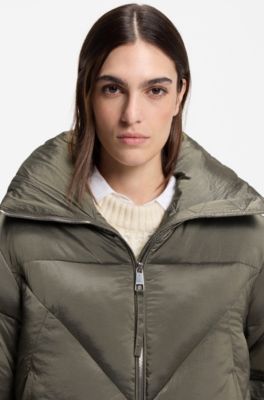 Doudoune zipp&eacute;e en tissu brillant, Chaux
