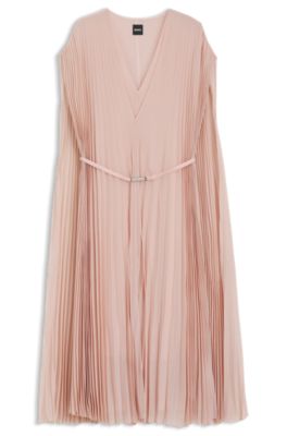Belted dress in crinkle chiffon, light pink
