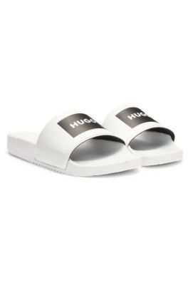 Slides with logo strap, White