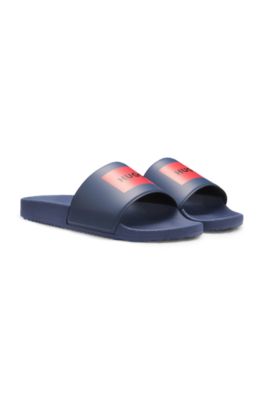 Slides with logo strap, Light Blue