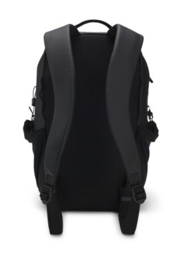 Logo-detail backpack in faux leather, Black