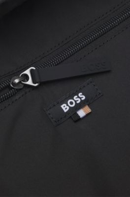 Logo-detail backpack in faux leather, Black