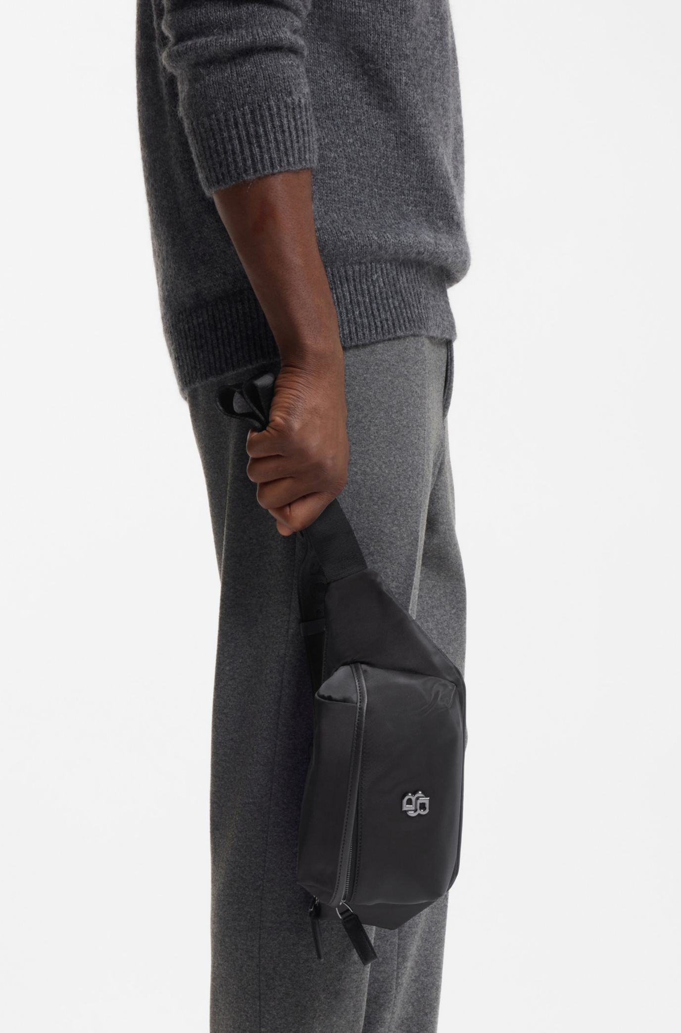 BOSS - Belt bag with Double B monogram - Black