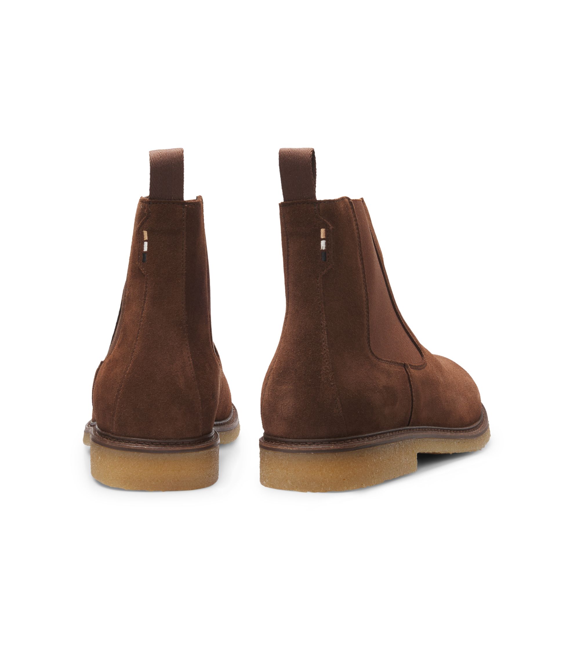 Boss Brown Boots Classic Suede Design BOSS - Suede biker boots with faux-fur trim - Light Brown main image 3
