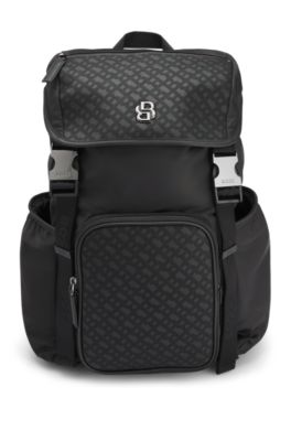 Twill backpack with Double B monogram, Black