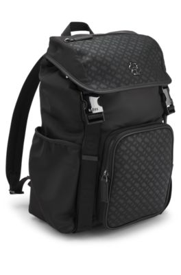 Mochila de sarga con monograma Double&nbsp;B, Negro