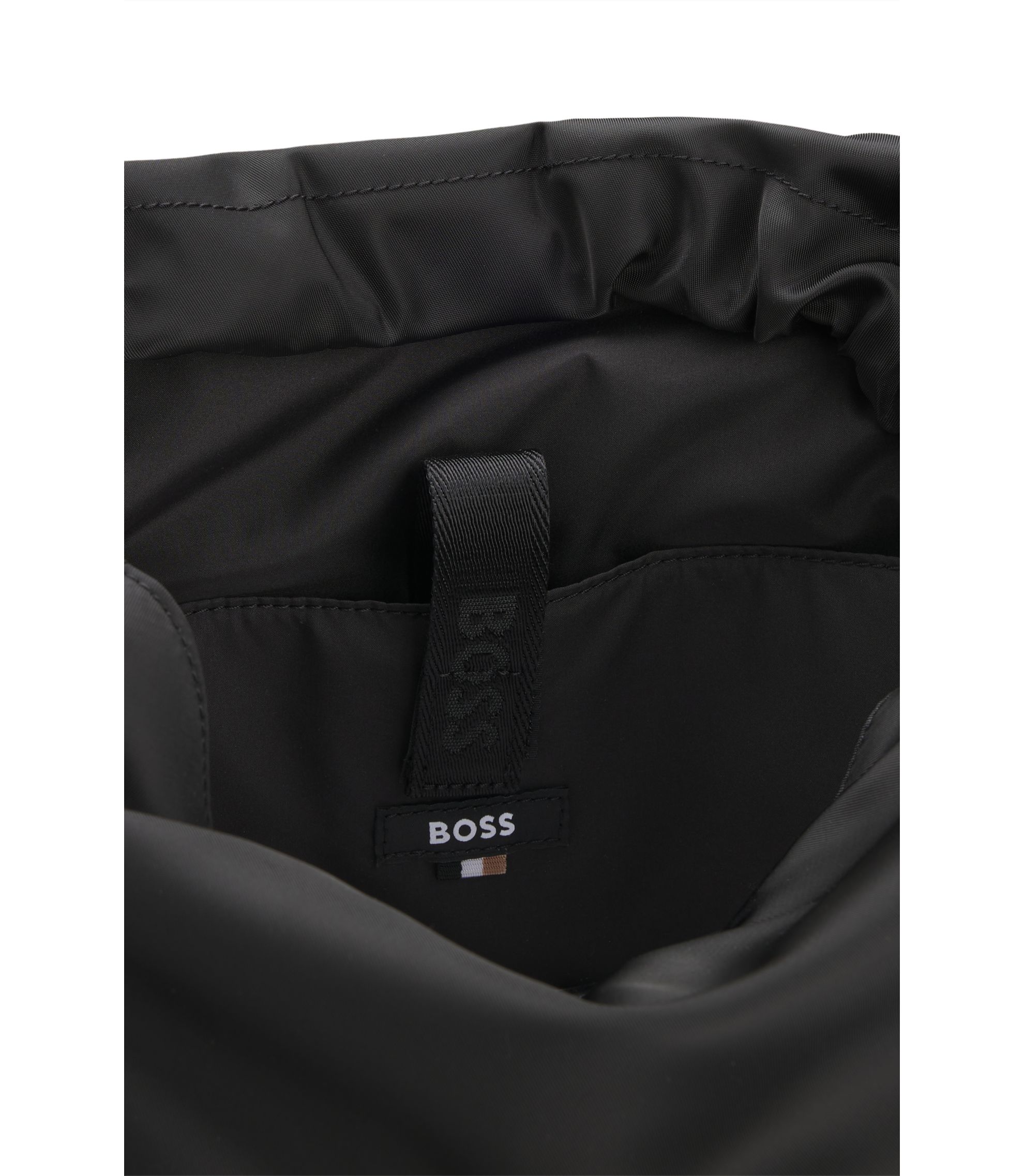BOSS - Twill backpack with Double B monogram - Black