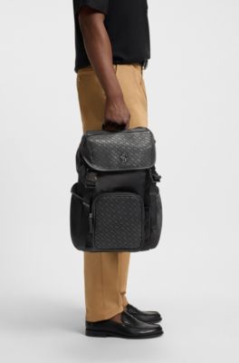 Mochila de sarga con monograma Double&nbsp;B, Negro