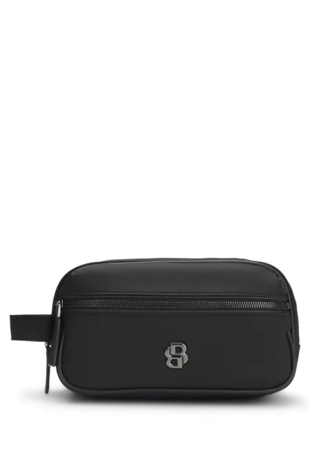 Structured twill toiletry case with logo