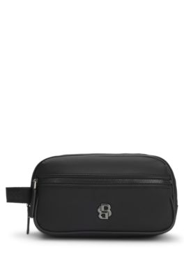 Trousse de toilette en twill structur&eacute; avec logo, Noir