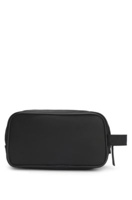 Neceser de sarga con detalle met&aacute;lico de monograma Double B, Negro