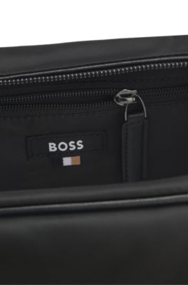 Trousse de toilette en twill structur&eacute; avec logo, Noir