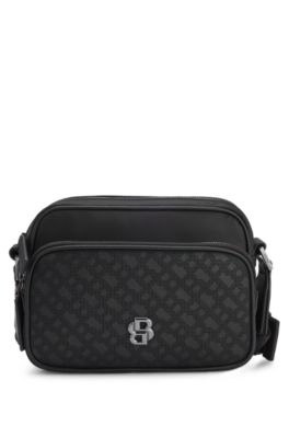 Crossbody bag with monogram pattern, Black