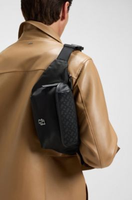 Belt bag with monogram pattern, Black