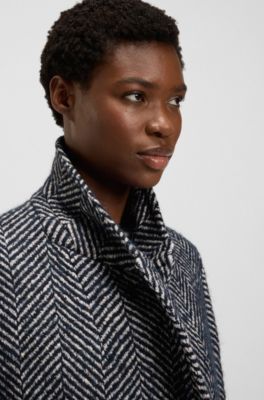 Manteau crois&eacute; long &agrave; gros chevrons, Fantaisie