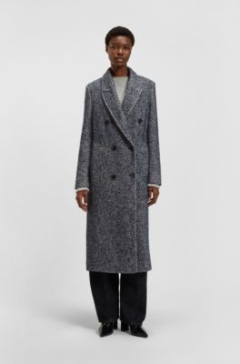 Manteau crois&eacute; long &agrave; gros chevrons, Fantaisie