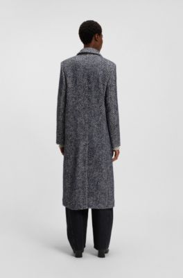 Manteau crois&eacute; long &agrave; gros chevrons, Fantaisie