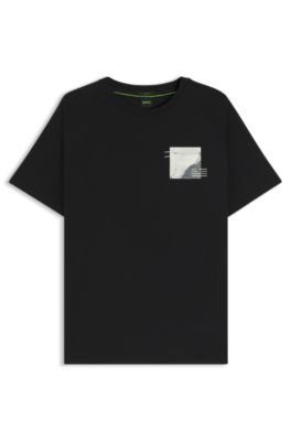 Cotton-blend T-shirt with decorative reflective accents, Black