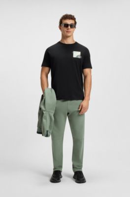 Cotton-blend T-shirt with decorative reflective accents, Black