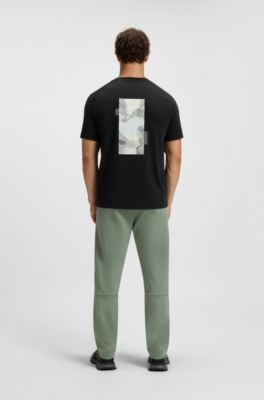 Cotton-blend T-shirt with decorative reflective accents, Black