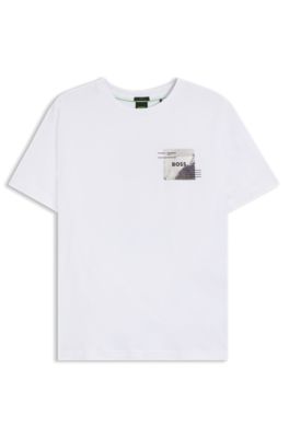 Cotton-blend T-shirt with decorative reflective accents, White