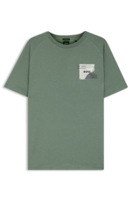Cotton-blend T-shirt with decorative reflective accents, Light Green