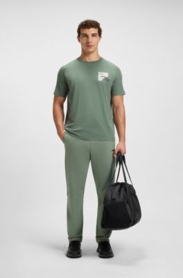 Cotton-blend T-shirt with decorative reflective accents, Light Green