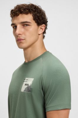 Cotton-blend T-shirt with decorative reflective accents, Light Green
