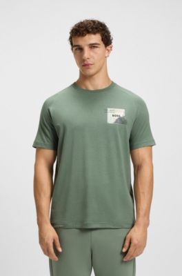 Cotton-blend T-shirt with decorative reflective accents, Light Green