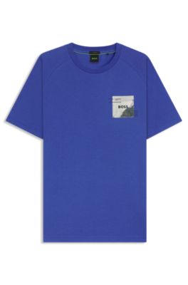 Cotton-blend T-shirt with decorative reflective accents, Blue