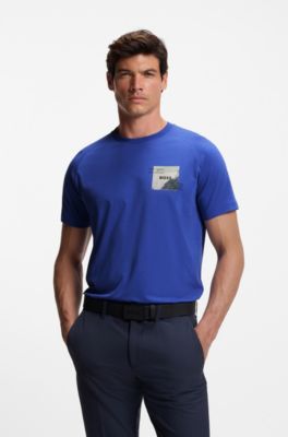 Cotton-blend T-shirt with decorative reflective accents, Blue