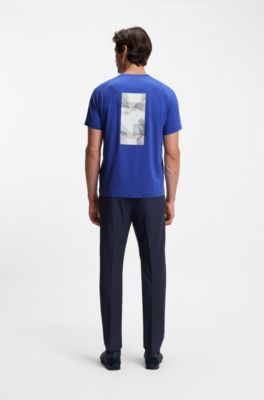 Cotton-blend T-shirt with decorative reflective accents, Blue