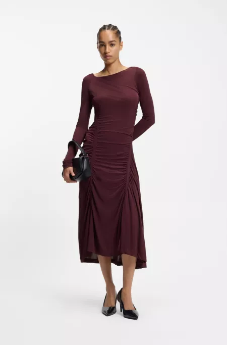 Gathered-detail dress in matte jersey