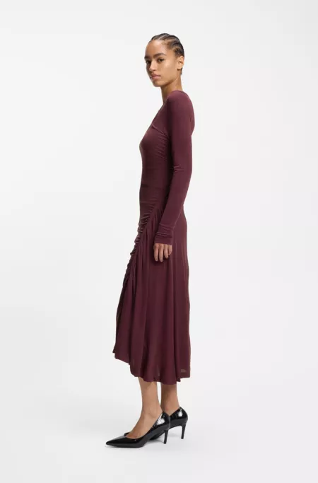 Gathered-detail dress in matte jersey