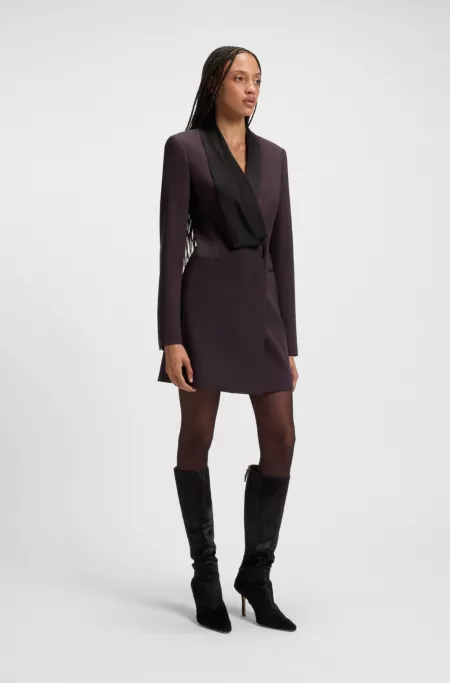 Wool dress in a tuxedo style