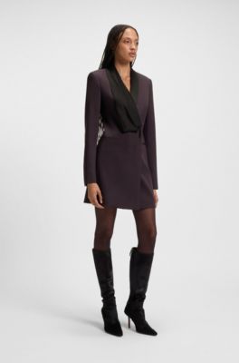Wool dress in a tuxedo style, Light Purple