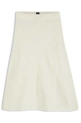 Boiled-wool skirt with A-line silhouette, White