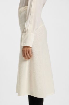 Boiled-wool skirt with A-line silhouette, White