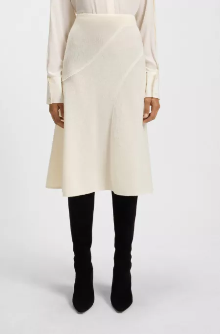 Boiled-wool skirt with A-line silhouette